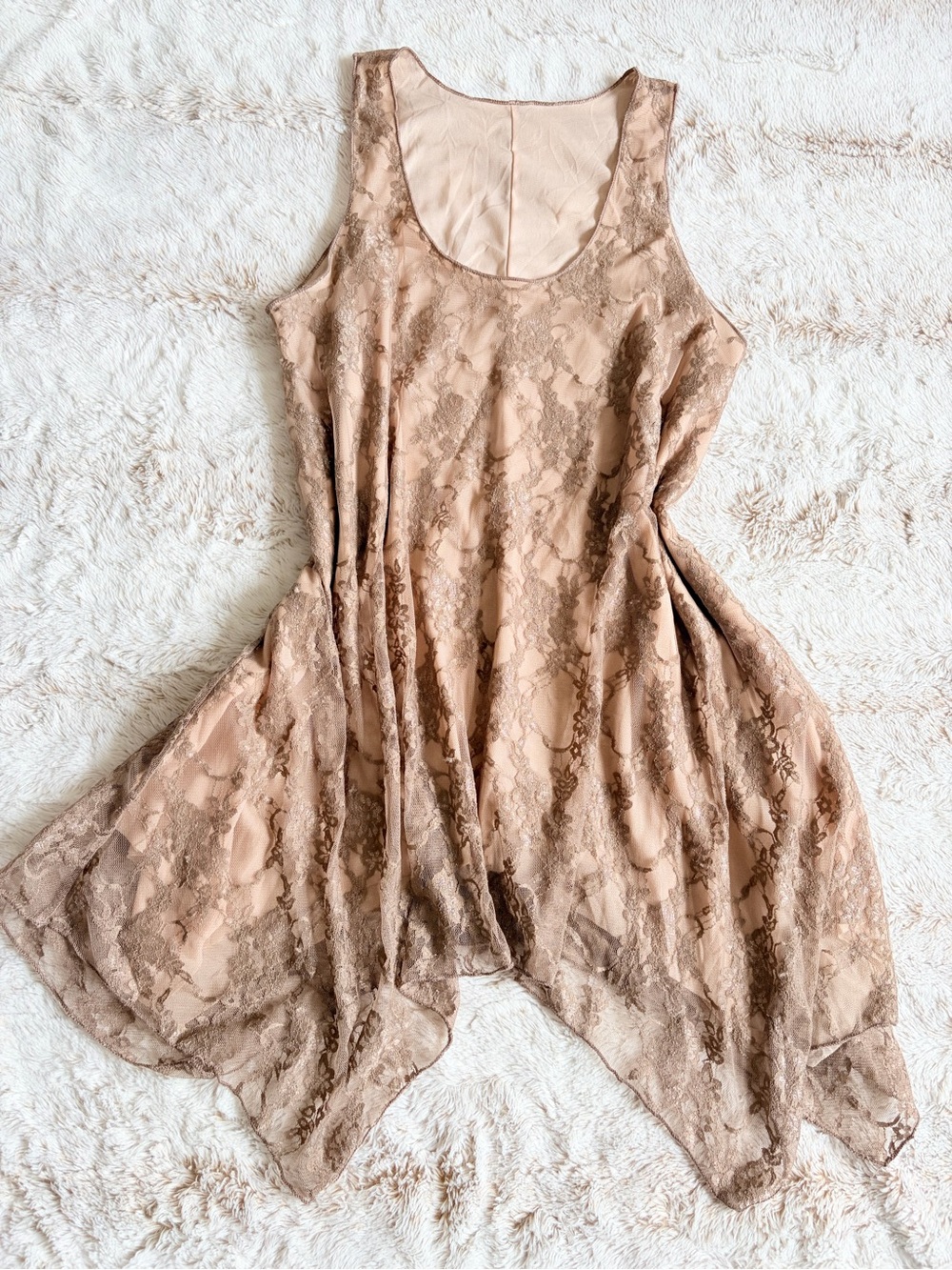 🧚🏼 Y2K Fairycore Whimsigoth Lace Boho Fairy Grunge Dress Vintage Handkerchief